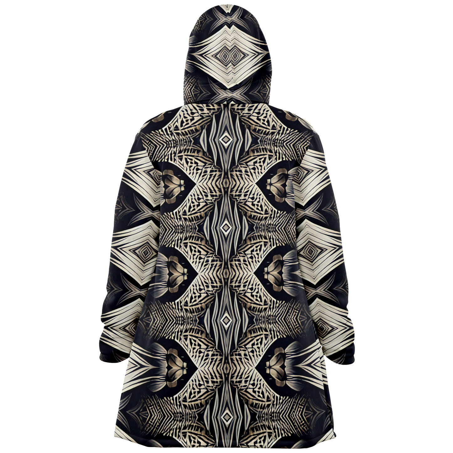 Men's Monochrome Geometric Kaleidoscope Pattern All Over Print  Microfleece Cloak