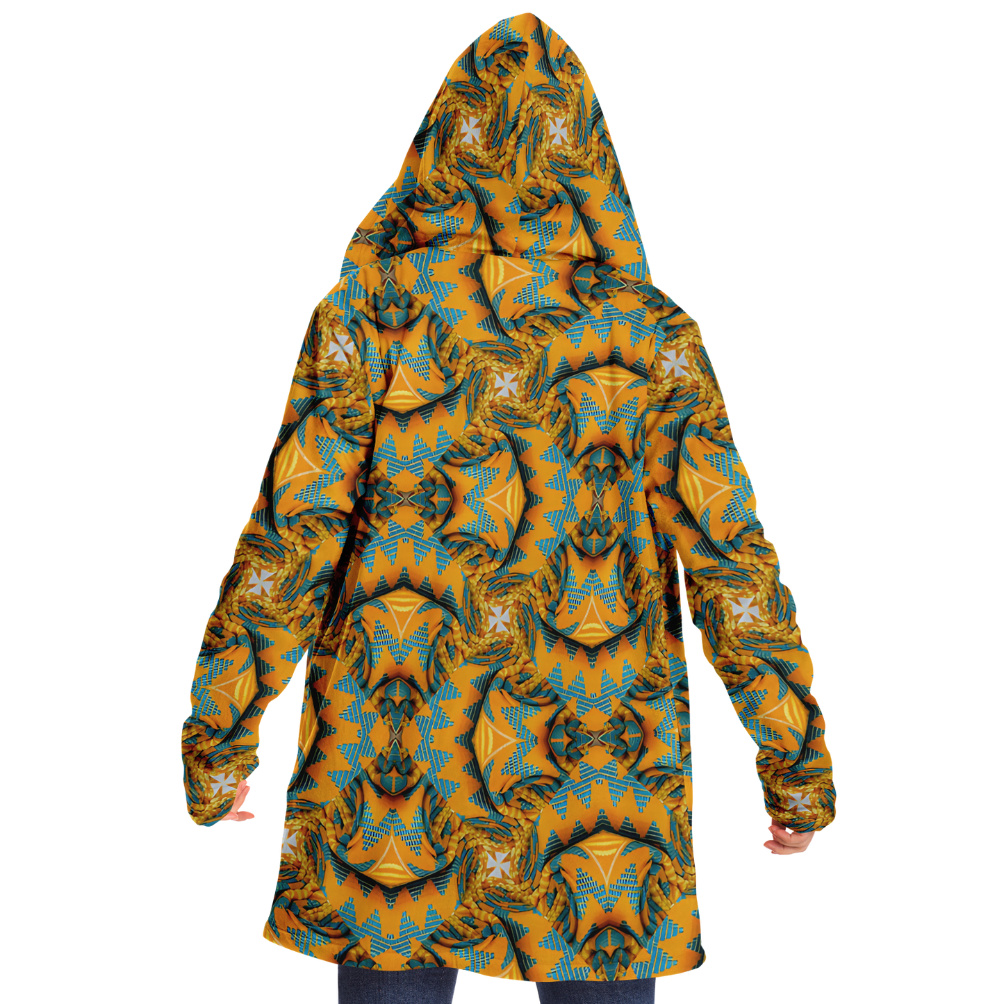 Women's Golden Kaleidoscope Pattern Microfleece Cloak
