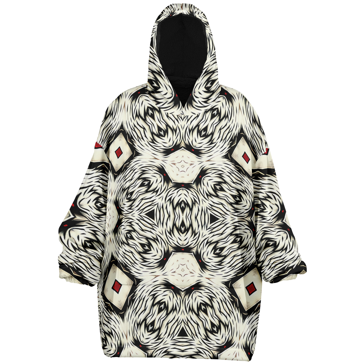Men's Black & White Abstract Pattern  All Over print Snug Hoodie