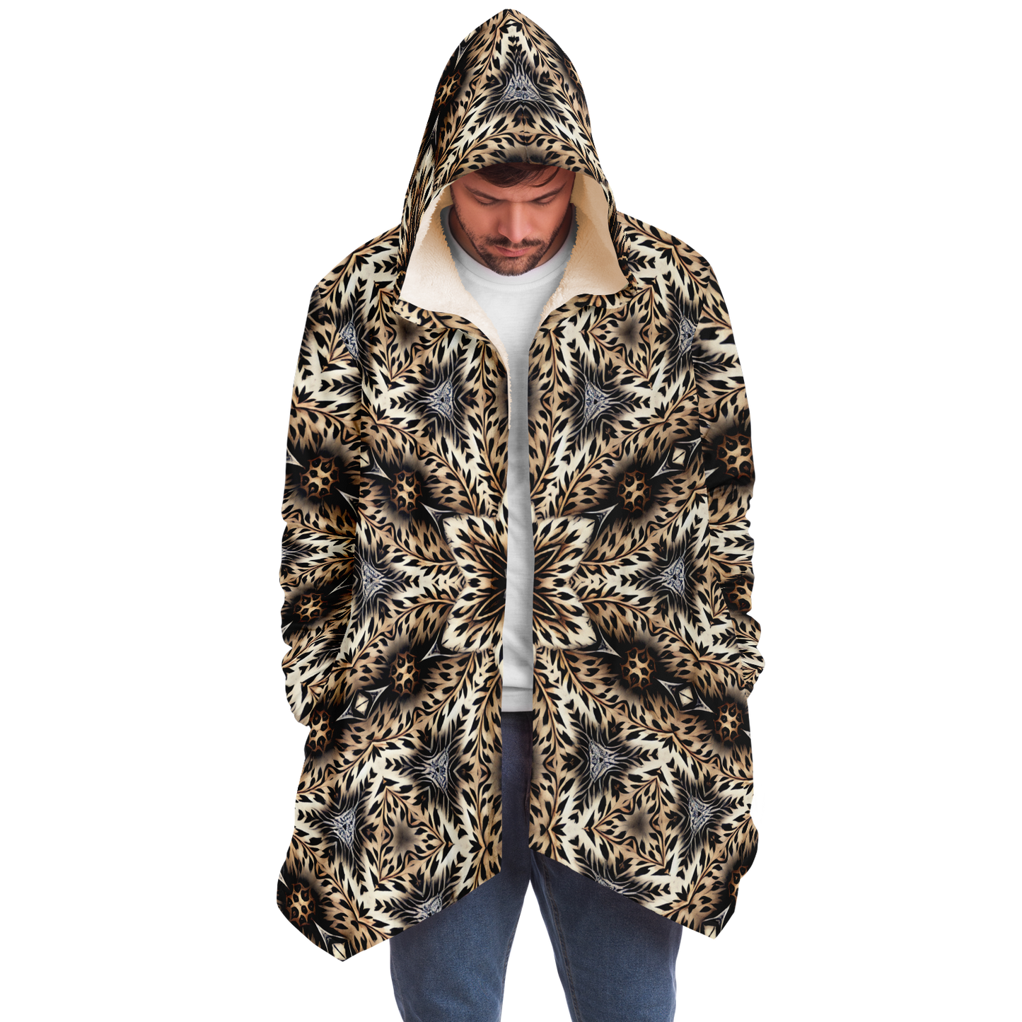 Men's Leopard Kaleidoscope Pattern All-Over Print Microfleece Cloak
