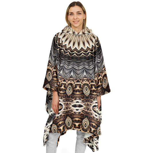 Women's Kaleidoscope Mandala Pattern  All-Over Print Flannel Blanket Poncho