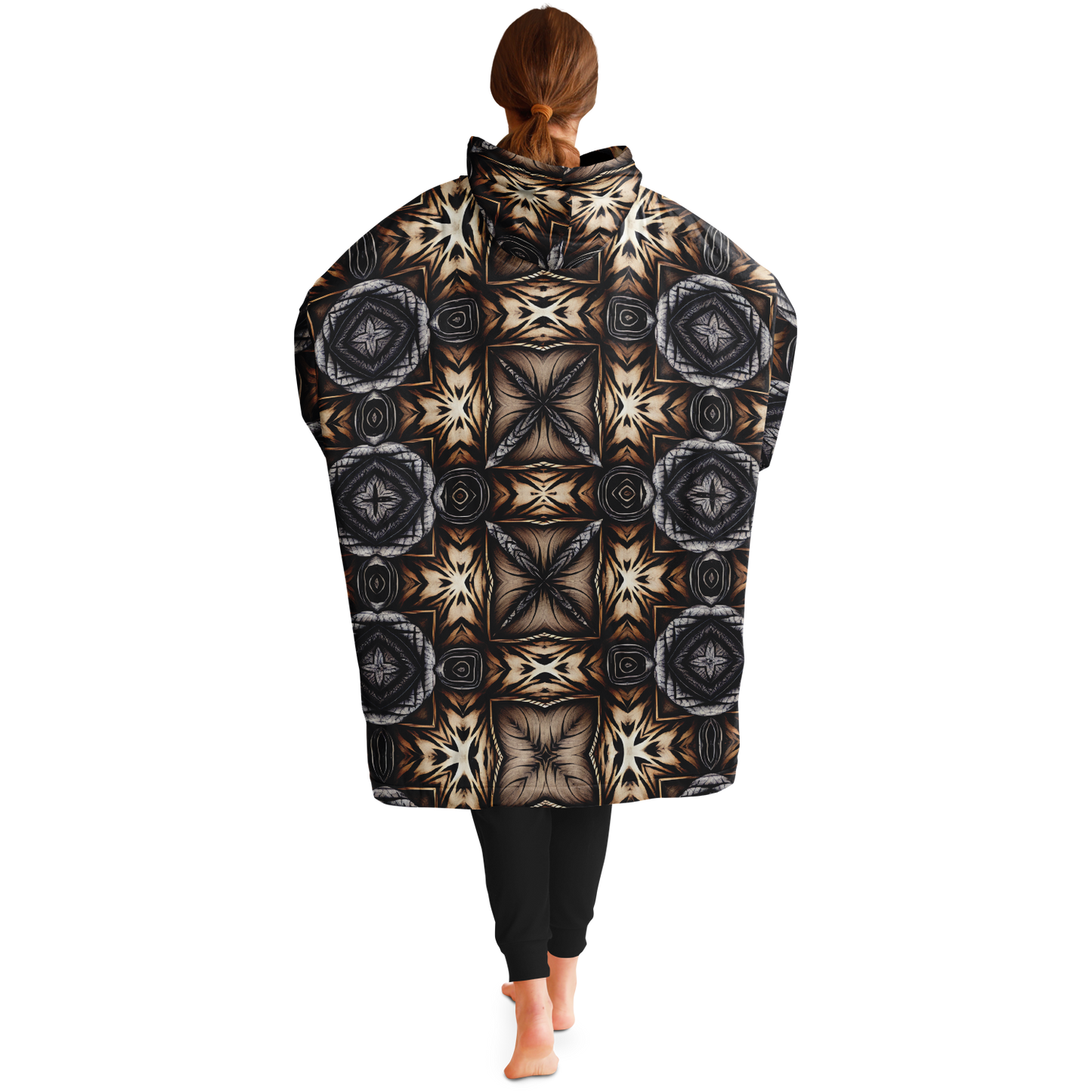 Women's Geometric Kaleidoscope Brown Pattern All Over Print Snug Hoodie