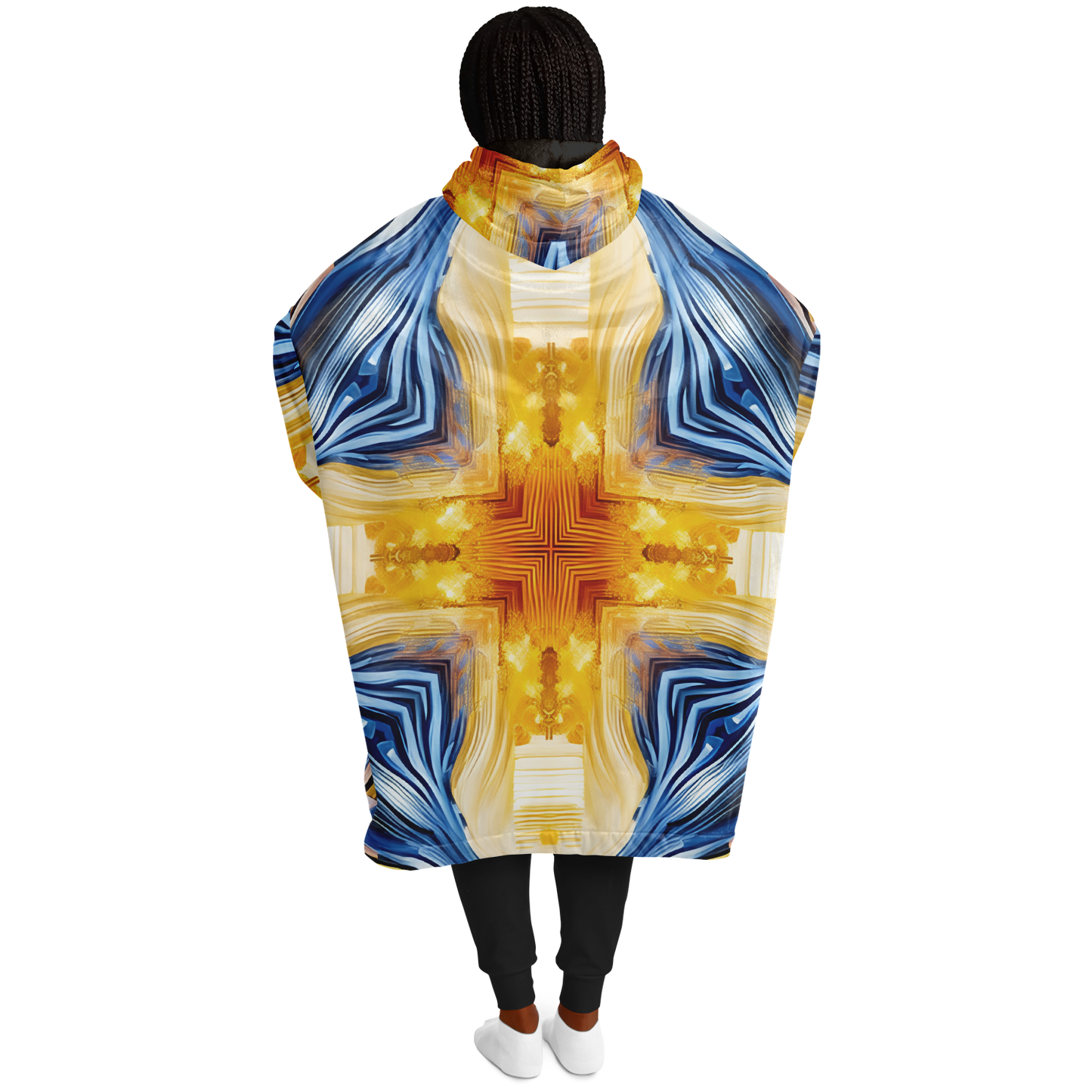 Women’s Bright Orange & Blue Abstract All Over Print Snug Hoodie