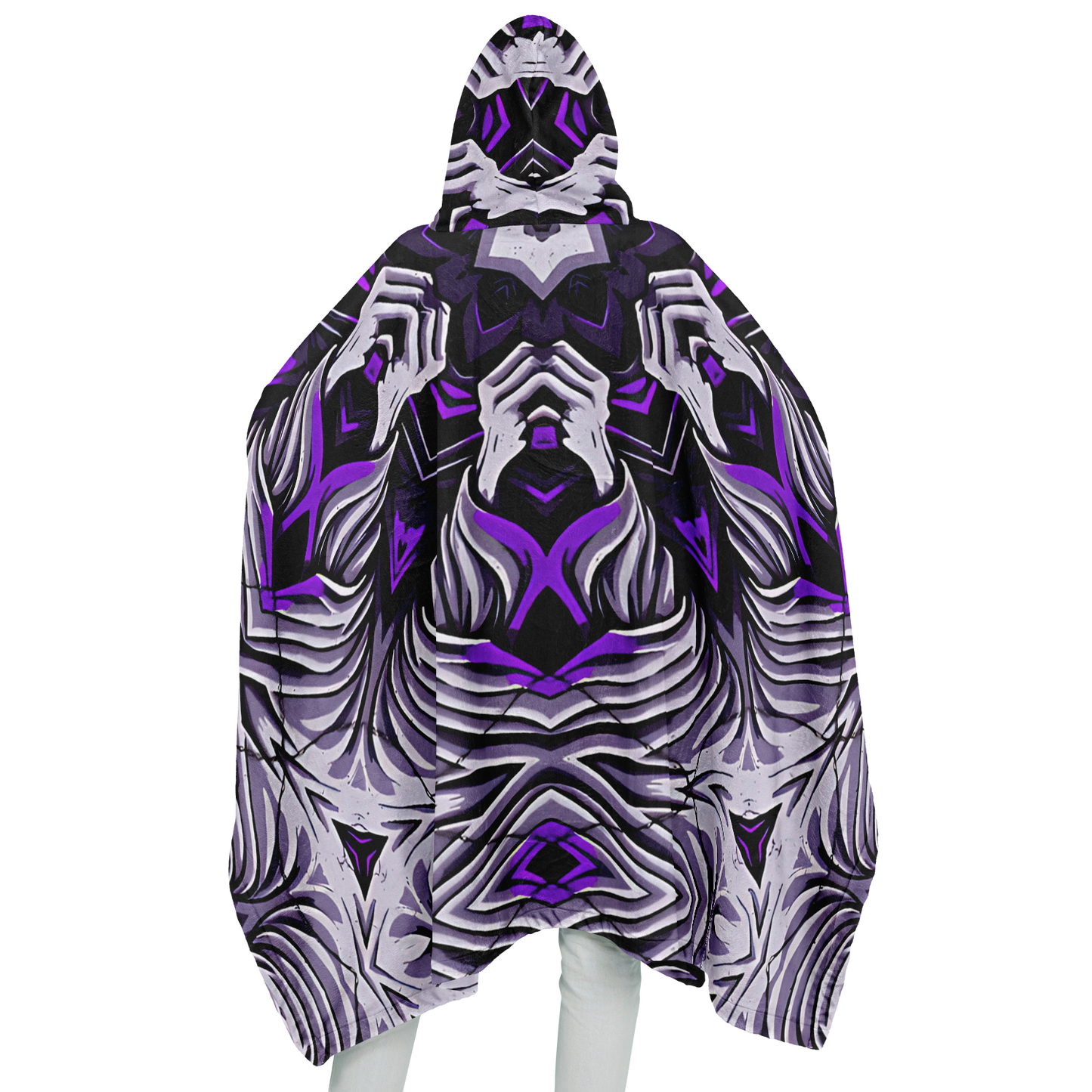 Women's Kaleidoscope Purple Pattern Flannel Blanket Poncho