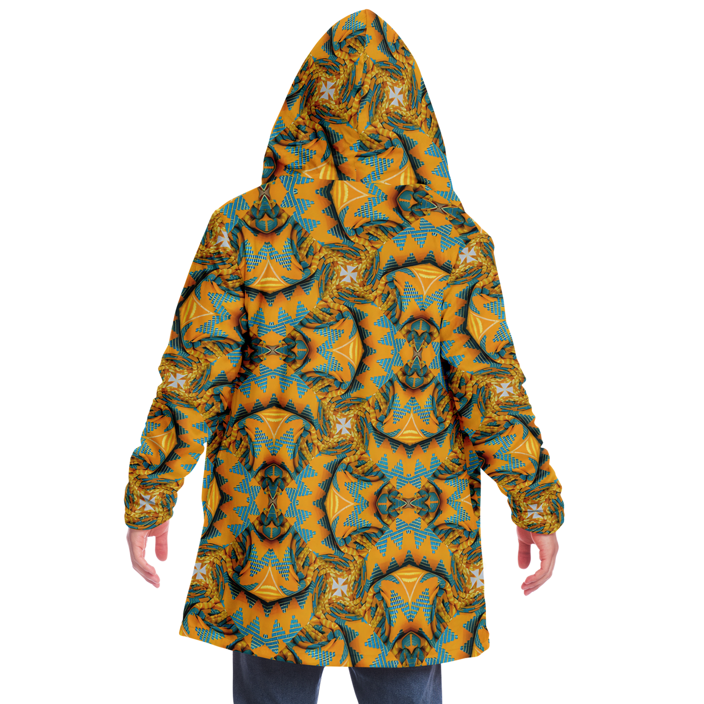 Men's Golden Kaleidoscope Pattern Microfleece Cloak