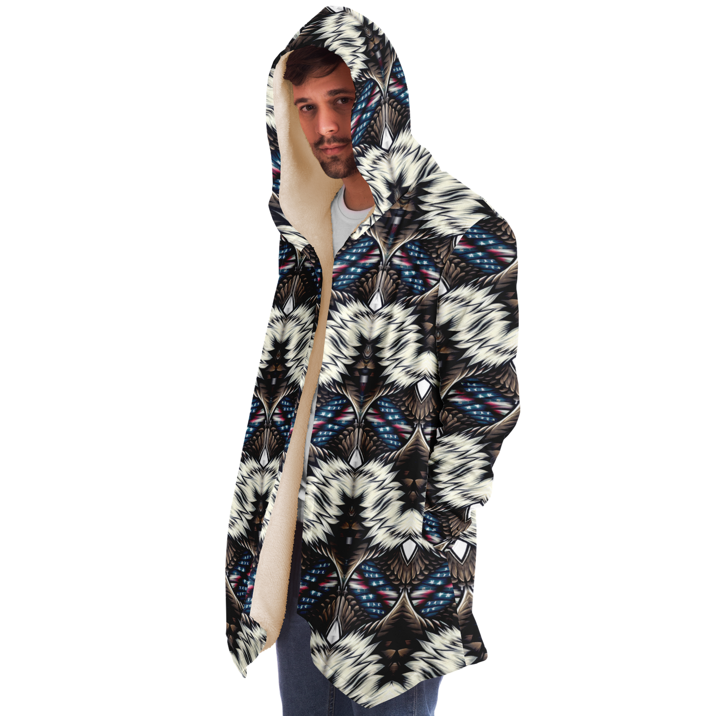 Men's Geometric Tribal Pattern All Over Print Microfleece Cloak
