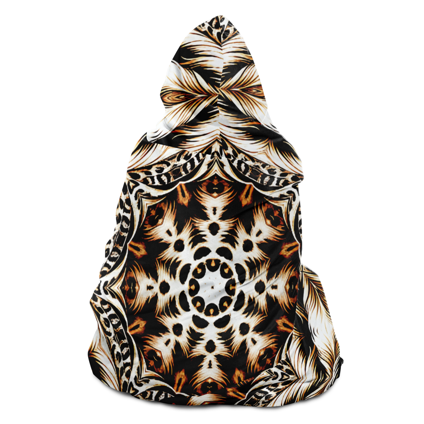 Women's Kaleidoscope Leopard Pattern All Over Print Hooded Blanket Micro Fleece