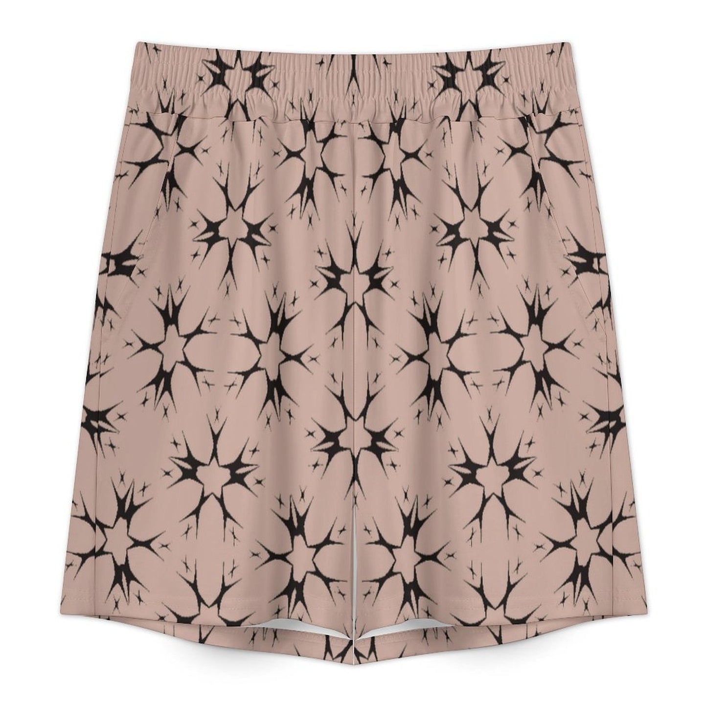 Women's Blush Pink Kaleidoscope Pattern All-Over Print V-Neck Short Sleeve Pajama Set
