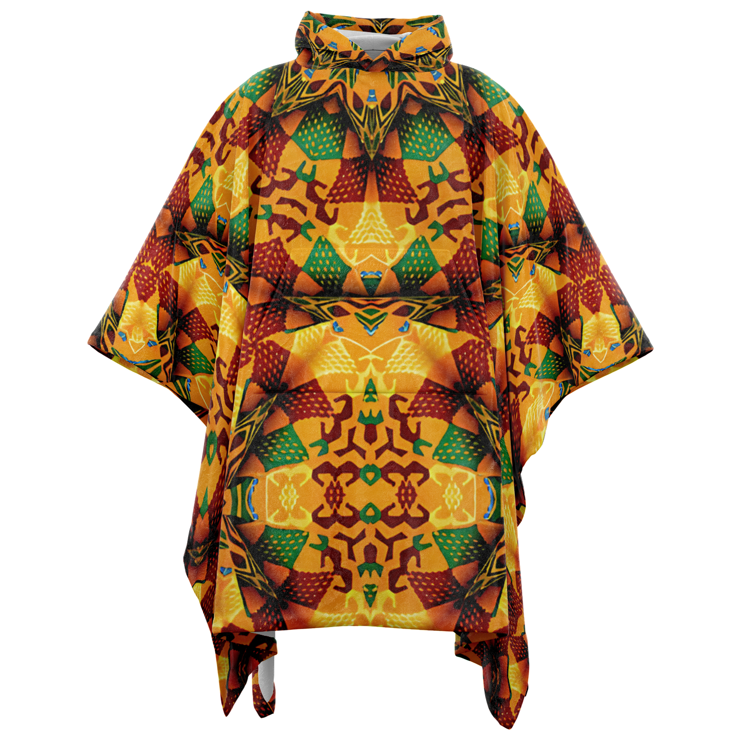 Women's Autumn Kaleidoscope Floral Pattern Flannel Blanket Poncho