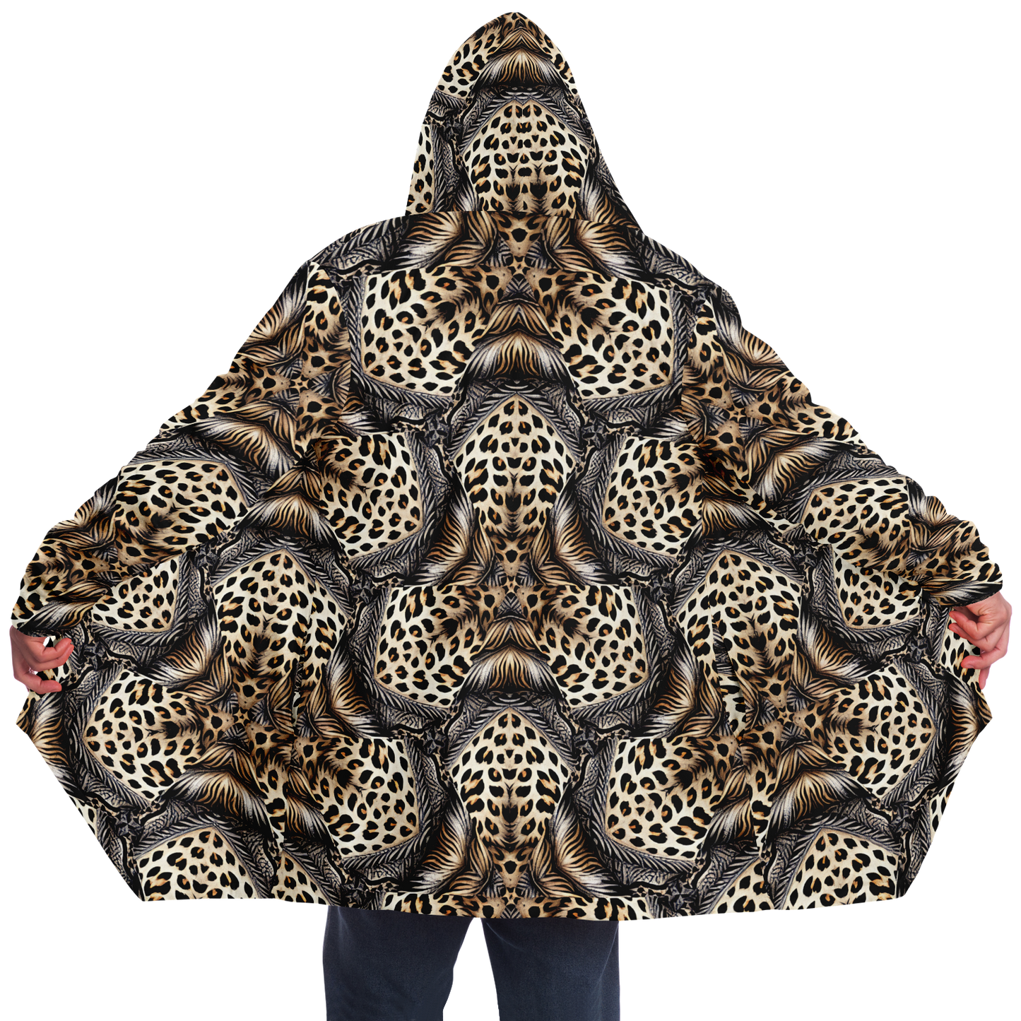Men's Kaleidoscope Leopard Pattern All-Over Print Microfleece Cloak