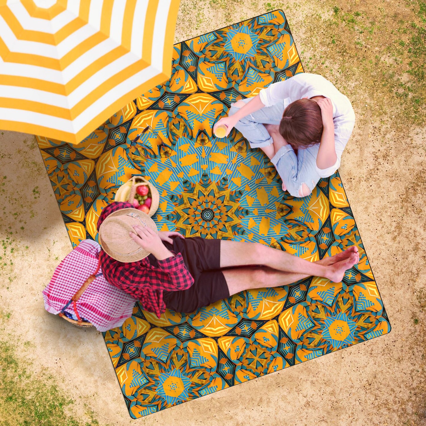 Boho Mosaic Patterned Freeform Beach Towel