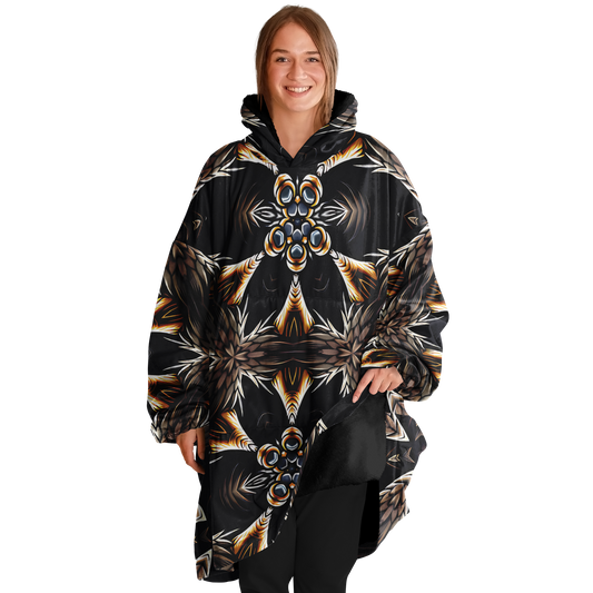 Women's Geometric Black & Gold Kaleidoscope Print Snug Hoodie