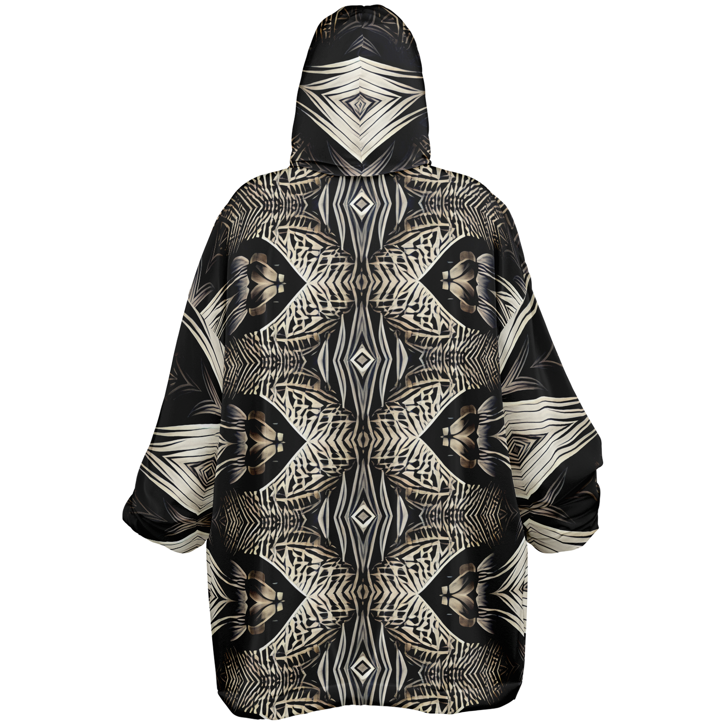 Women's Monochrome Geometric Kaleidoscope Pattern All Over Print Snug Hoodie