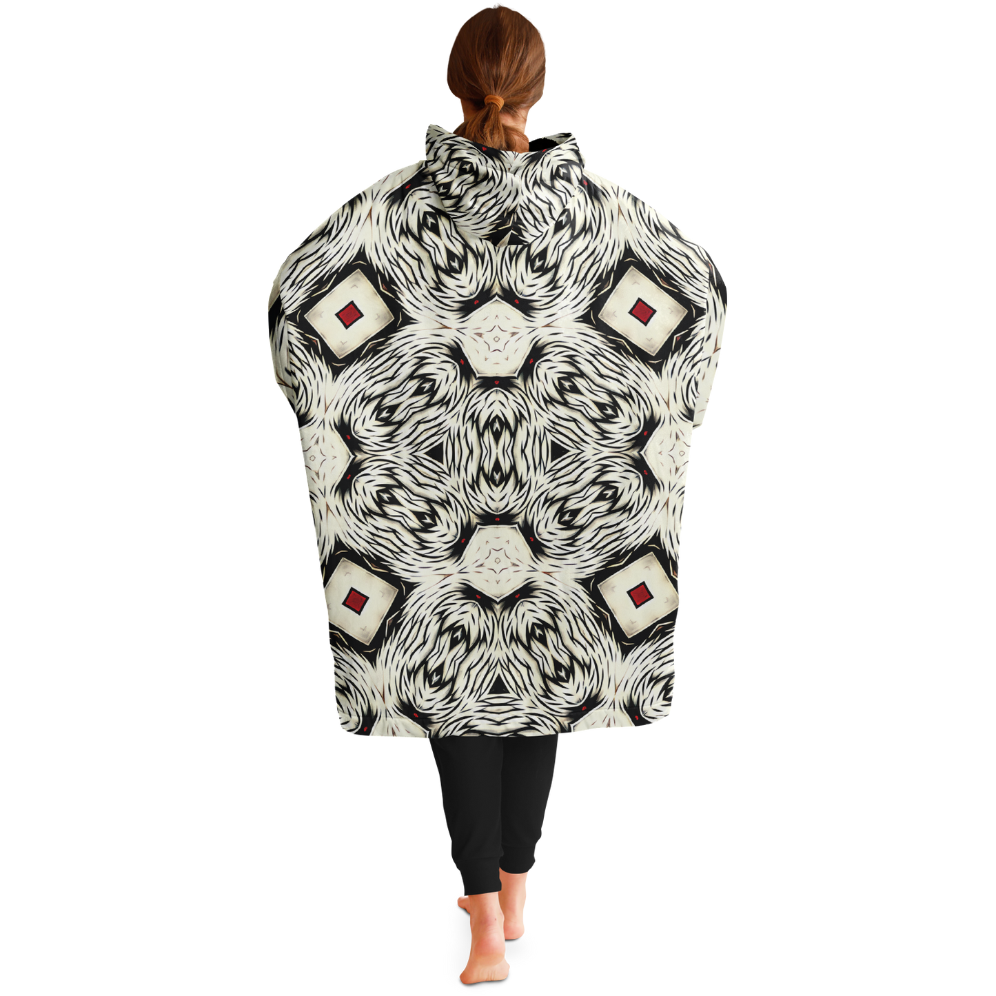 Women's Black & White Abstract Pattern All Over print Snug Hoodie