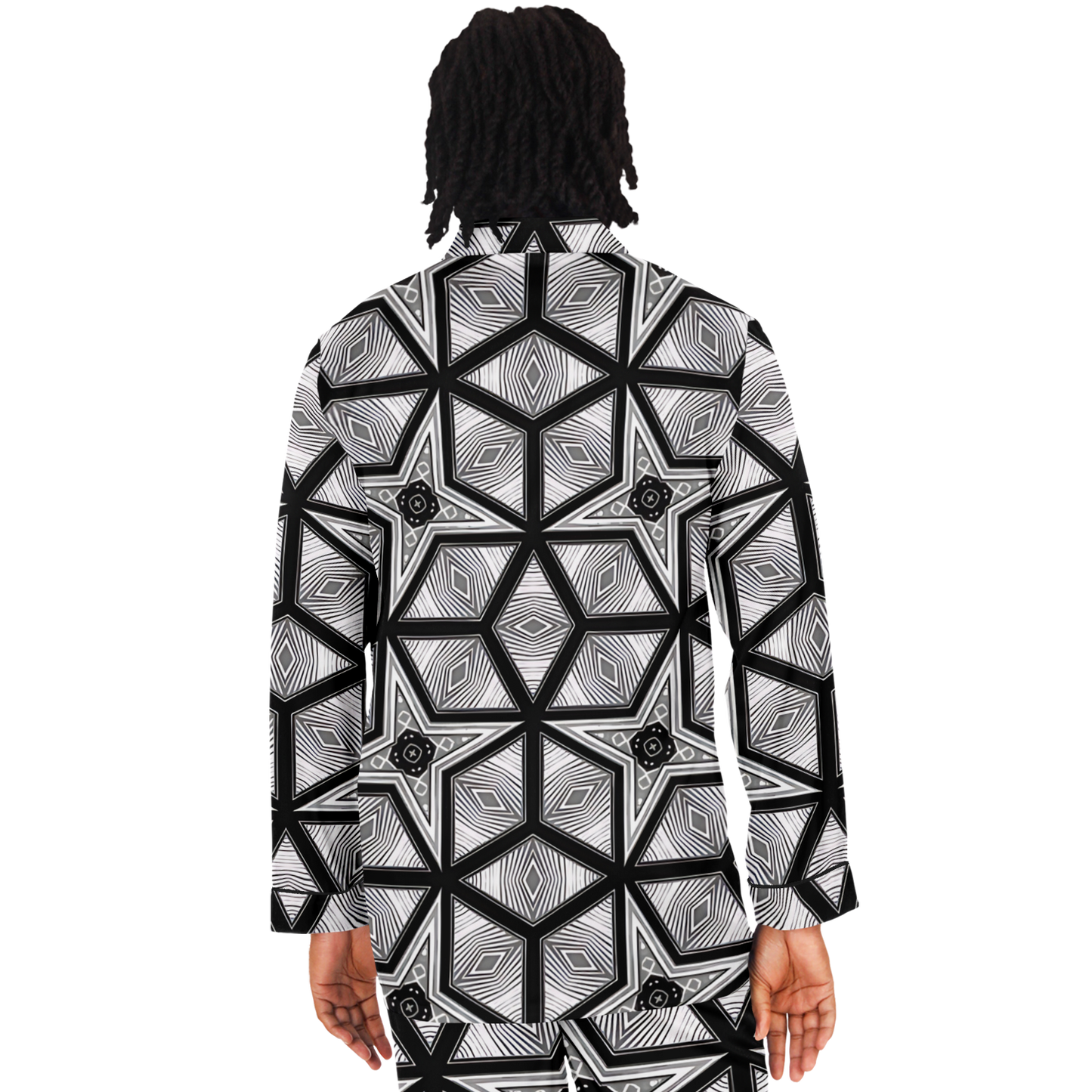 Men's Geometric Star Grid Satin Pajamas
