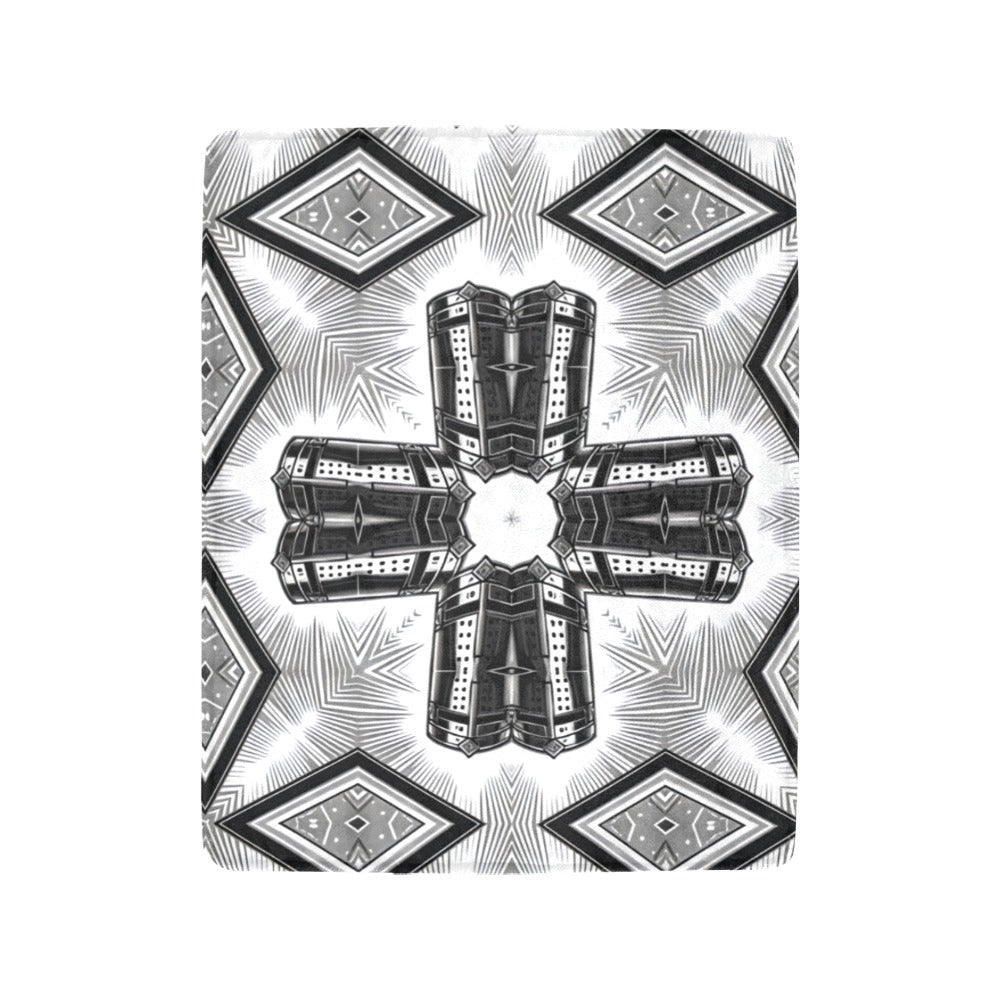 Black & White Kaleidoscope Cross Pattern All Over Print All Over Print Ultra-Soft Micro Fleece Blanket 40"x50"