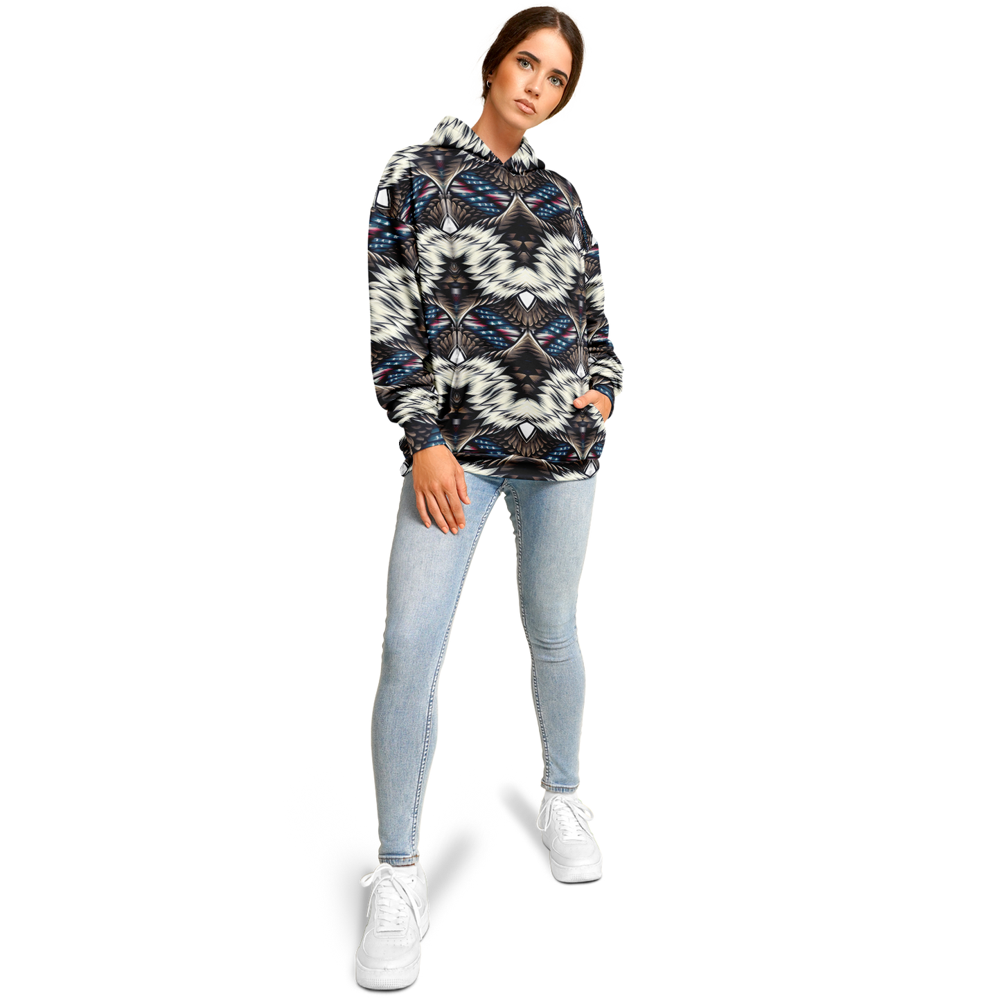 Women's Geometric Tribal Pattern All Over Print Heavyweight Oversized Hoodie