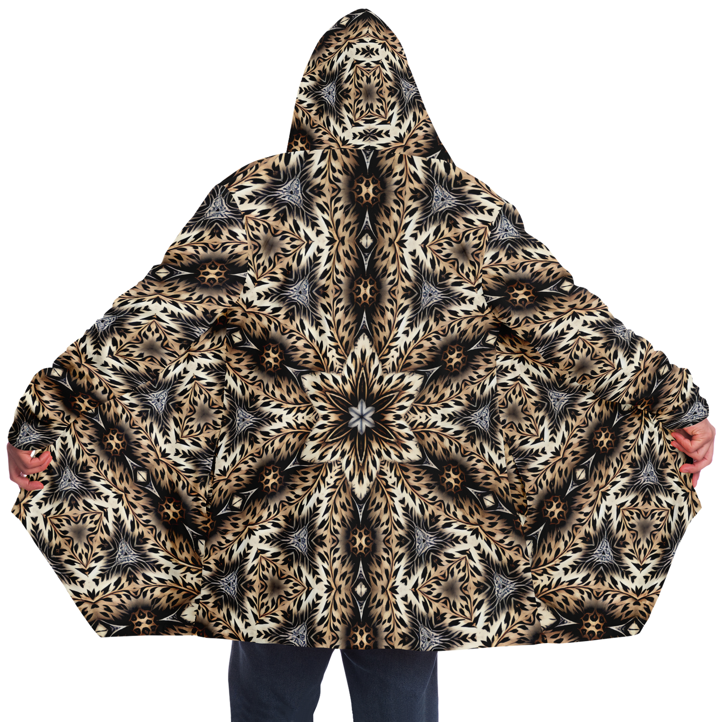 Men's Leopard Kaleidoscope Pattern All-Over Print Microfleece Cloak