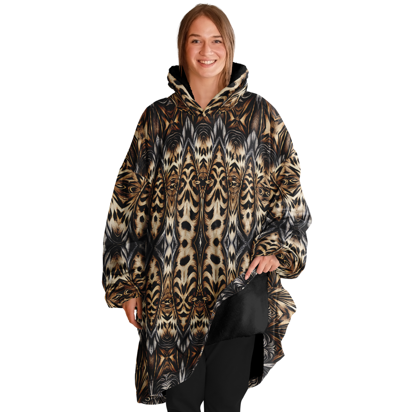 Women's Leopard Trendy Geometric Pattern All-Over Print Snug Hoodie