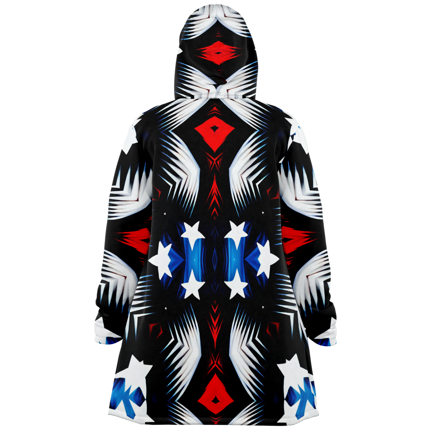 Men's Patriotic Starburst Pattern All-Over Print Men's All Over Print Microfleece Cloak