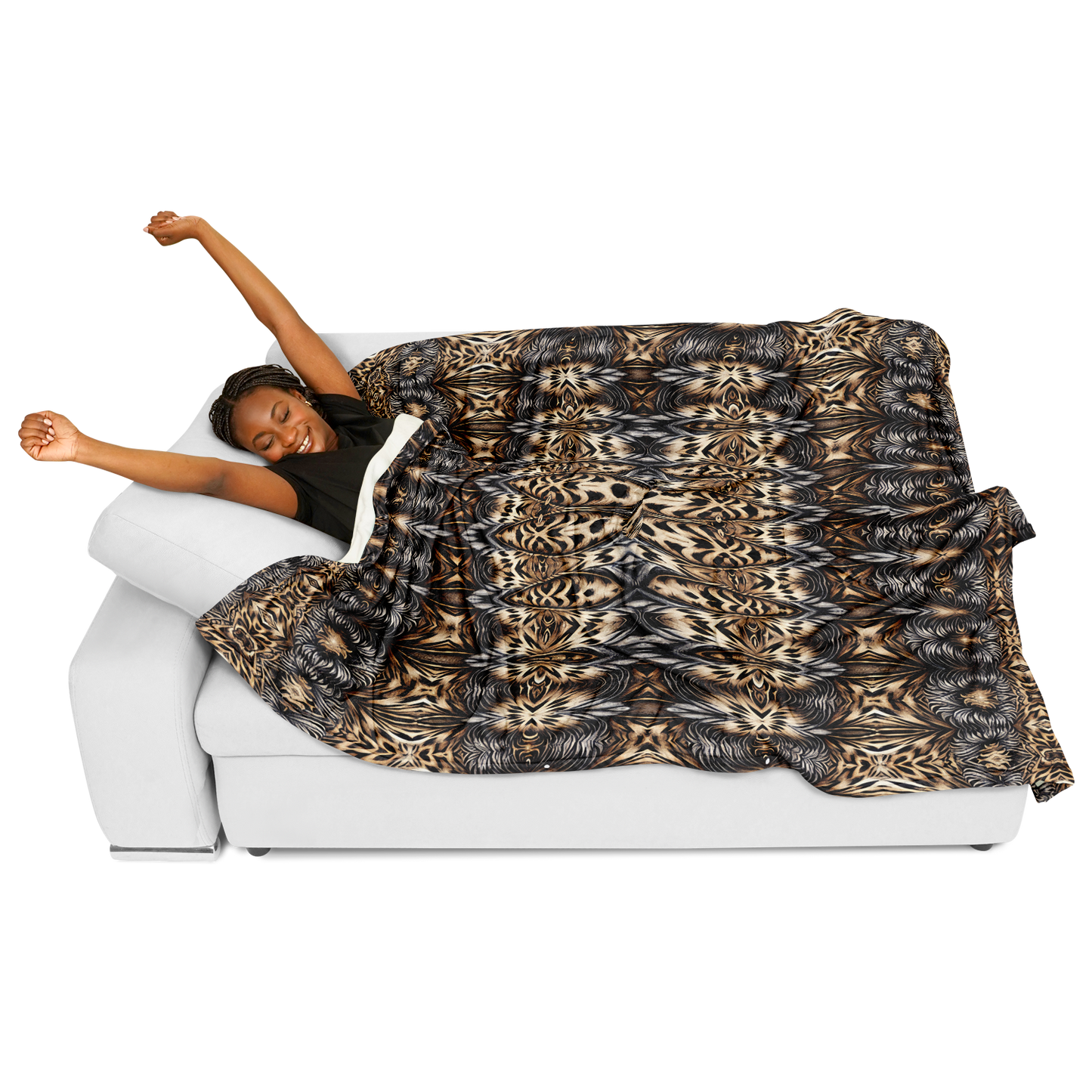 Women's Leopard Trendy Geometric Pattern All-Over Print Flannel Blanket Poncho
