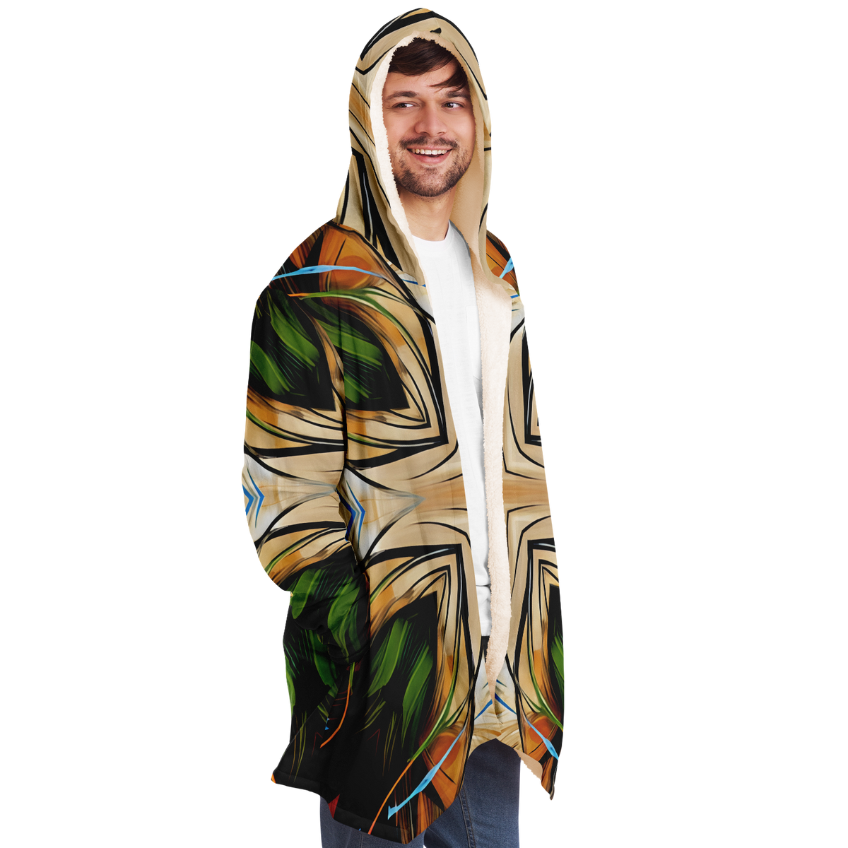 Men's Geometric Kaleidoscope Pattern Design All Over Print Microfleece Cloak