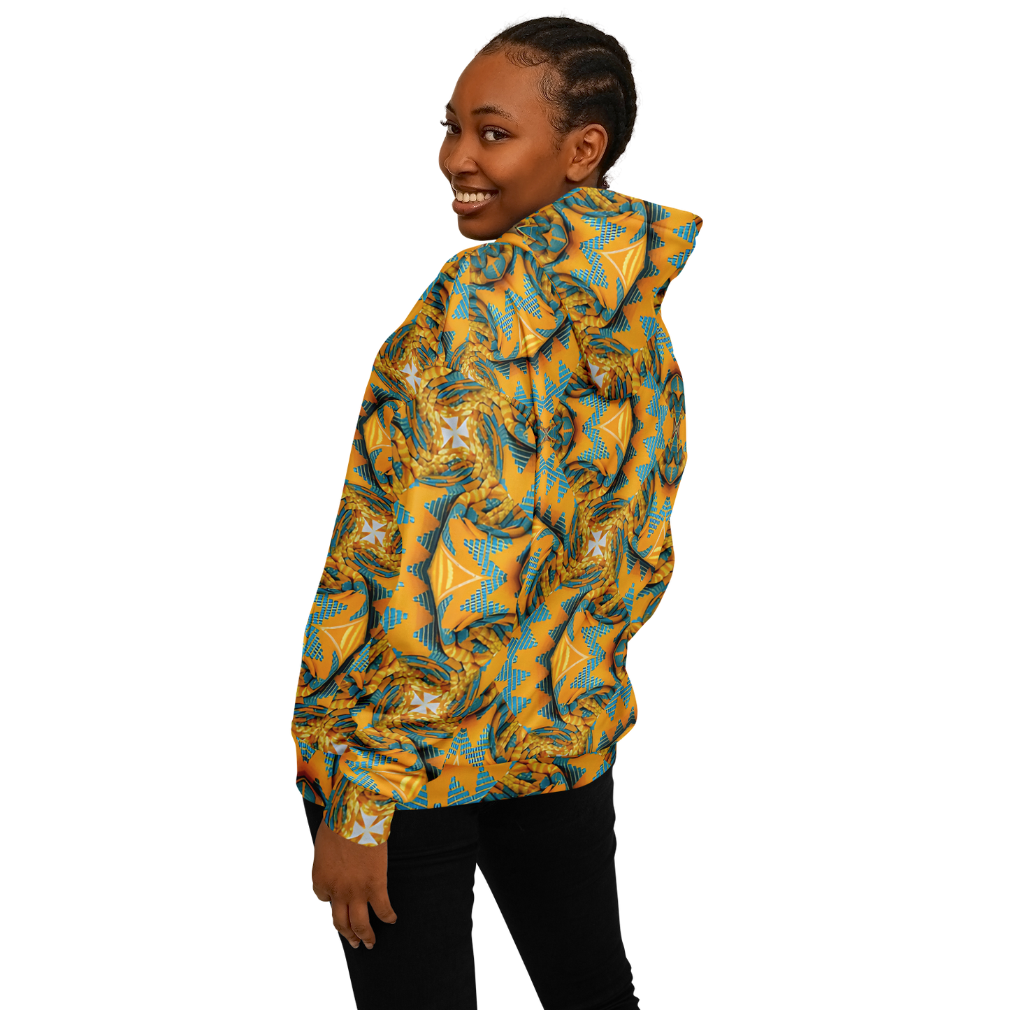 Women's Golden Kaleidoscope Pattern Heavyweight Oversized Hoodie