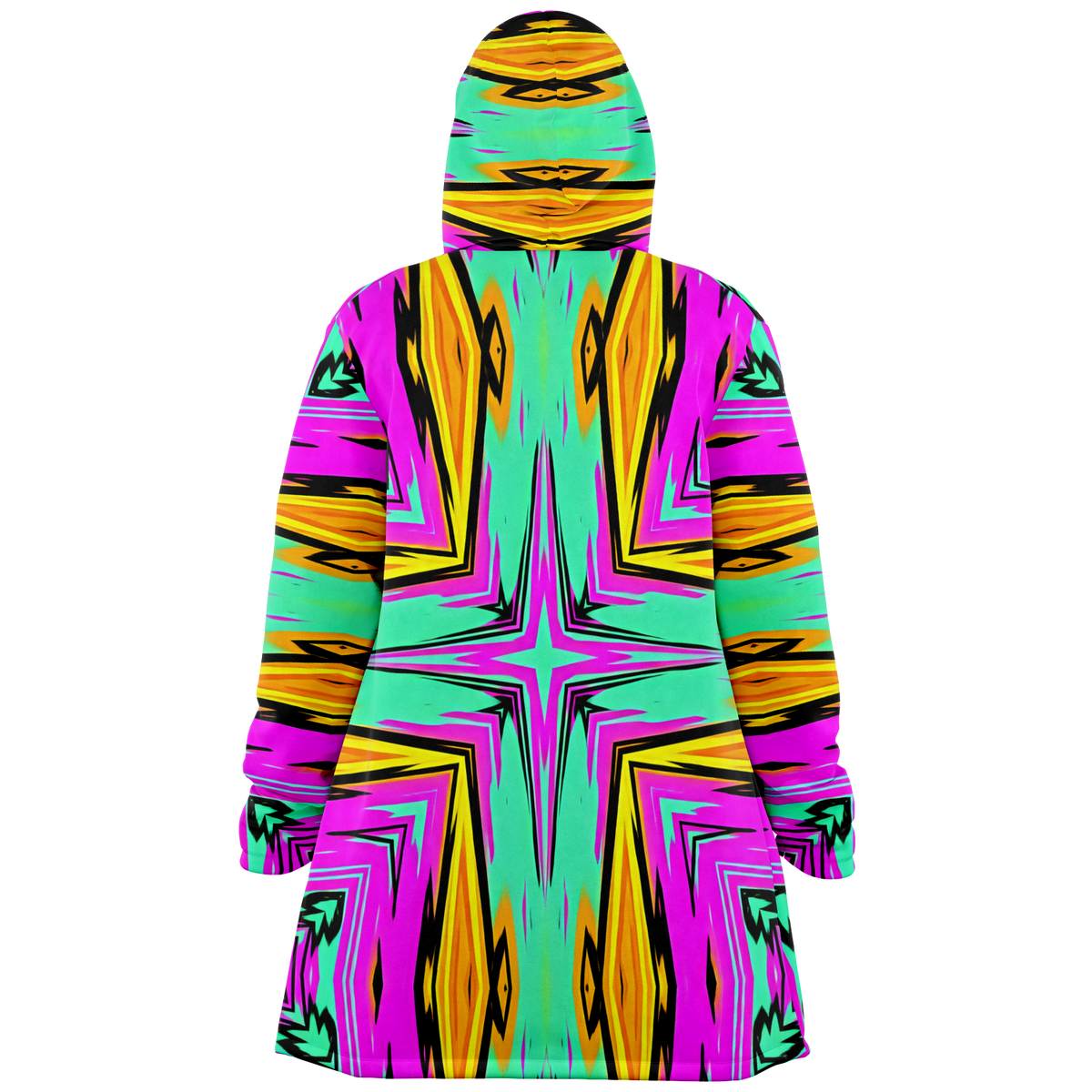 Men's Neon Geometric Star Pattern Design All Over Print Microfleece Cloak