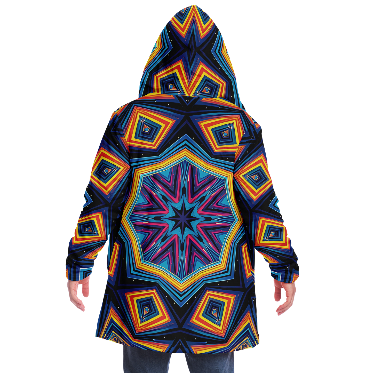 Men's Kaleidoscope Geometric Pattern All Over Print Microfleece Cloak