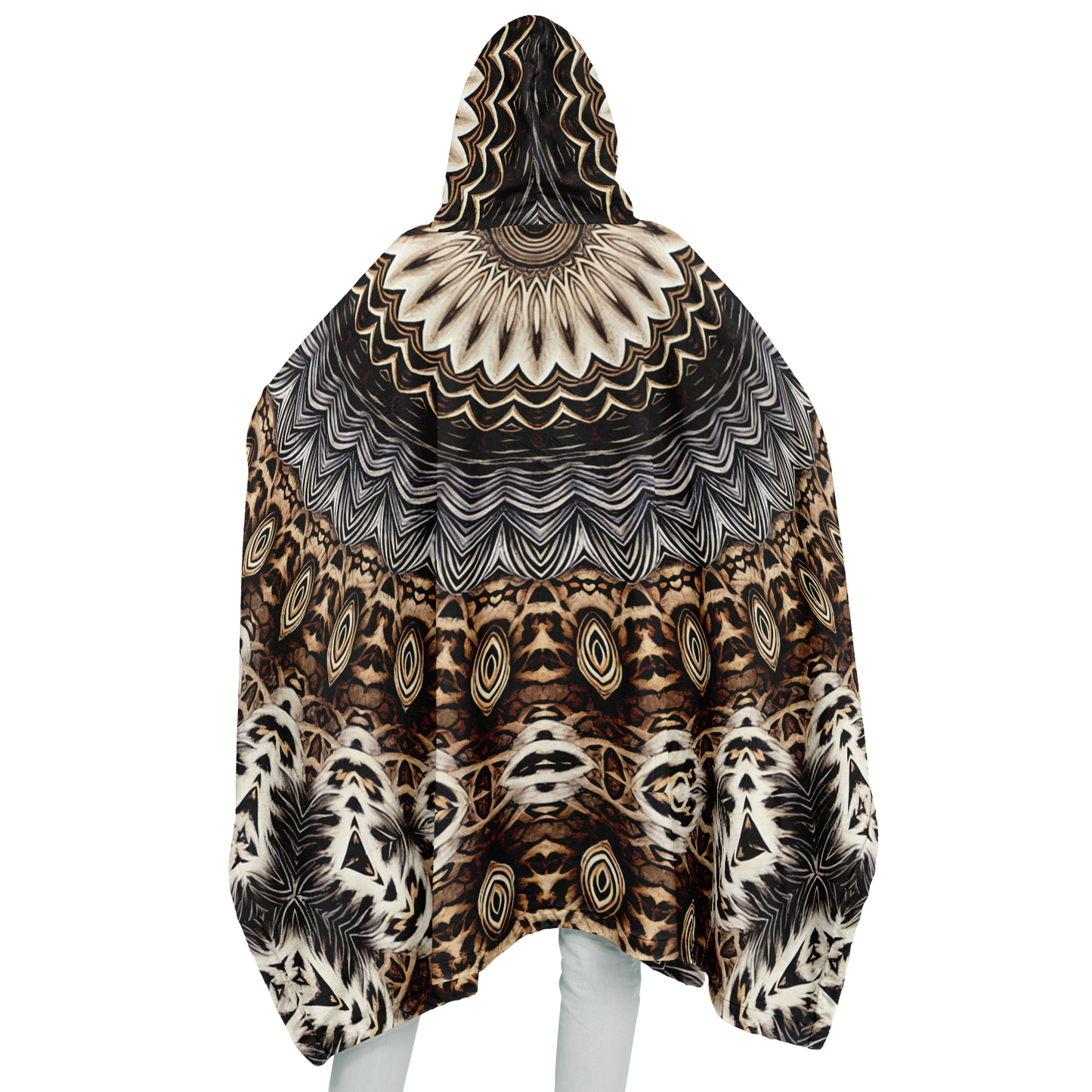 Women's Kaleidoscope Mandala Pattern  All-Over Print Flannel Blanket Poncho