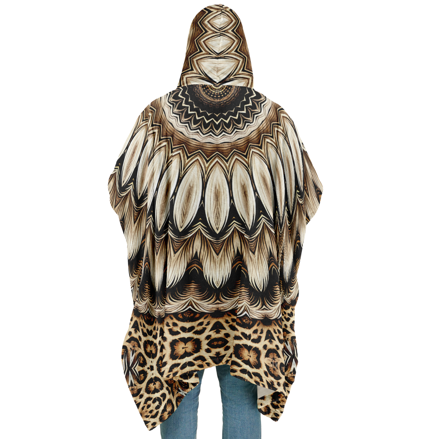 Men's Kaleidoscope Mandala Pattern  All-Over Print Flannel Blanket Poncho