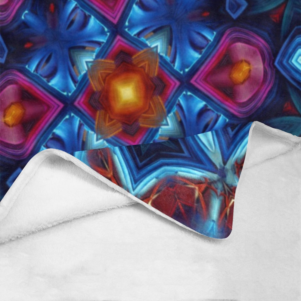 Blue & Red Kaleidoscope Pattern All Over Print Ultra-Soft Micro Fleece Blanket 40"x50"