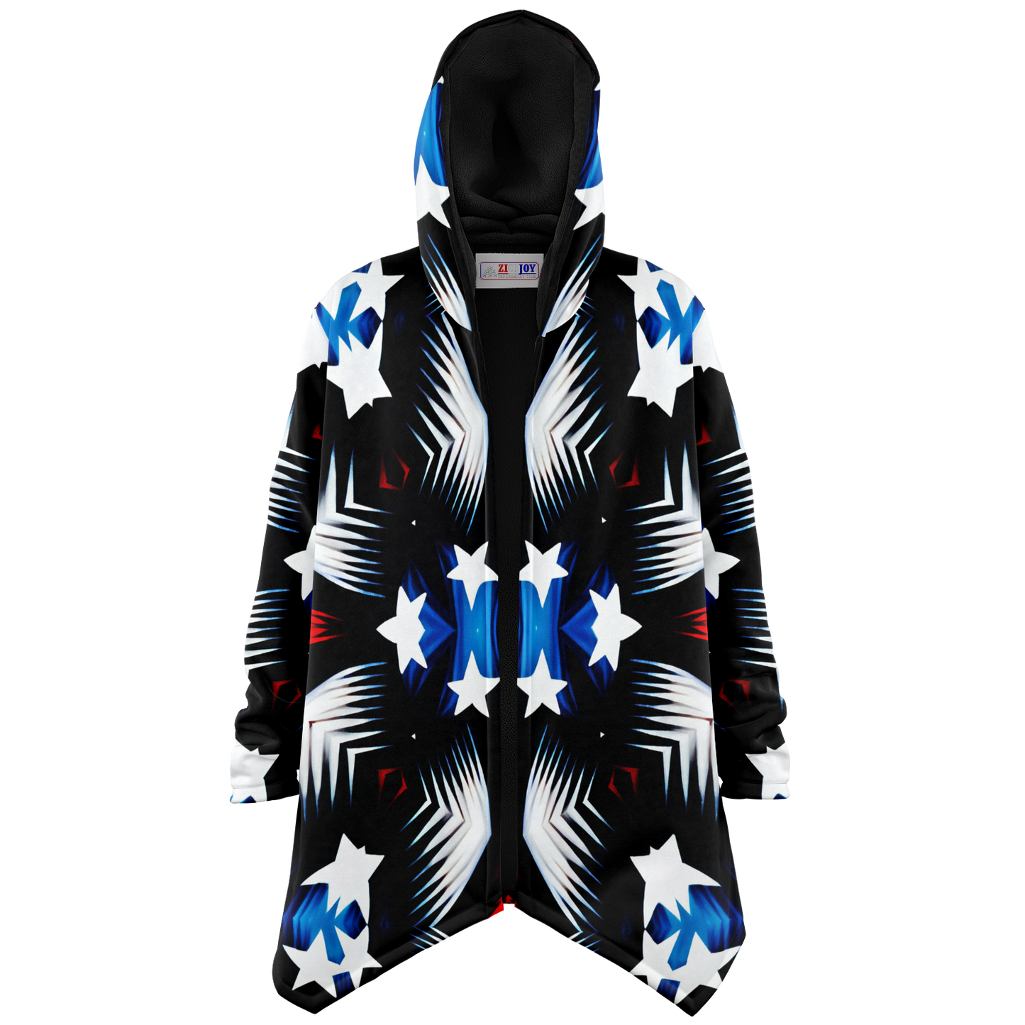 Women's Patriotic Starburst Pattern All-Over Print Microfleece Cloak