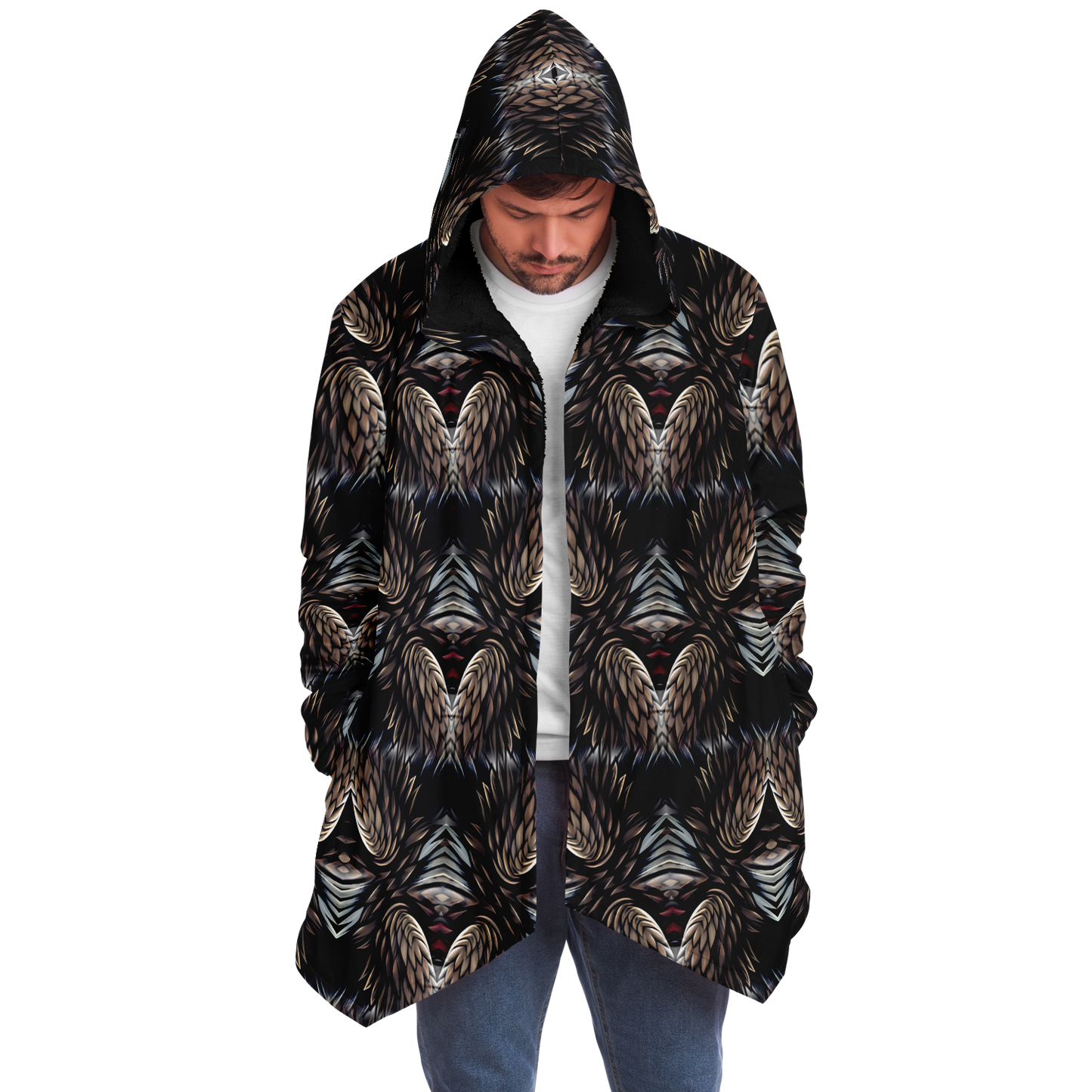 Men's Abstract Dark Kaleidoscope Pattern All Over Print Microfleece Cloak