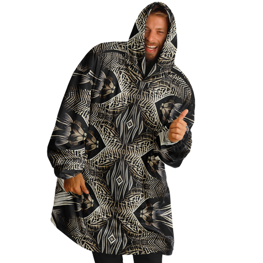 Men's Monochrome Geometric Kaleidoscope Pattern All Over Print Snug Hoodie