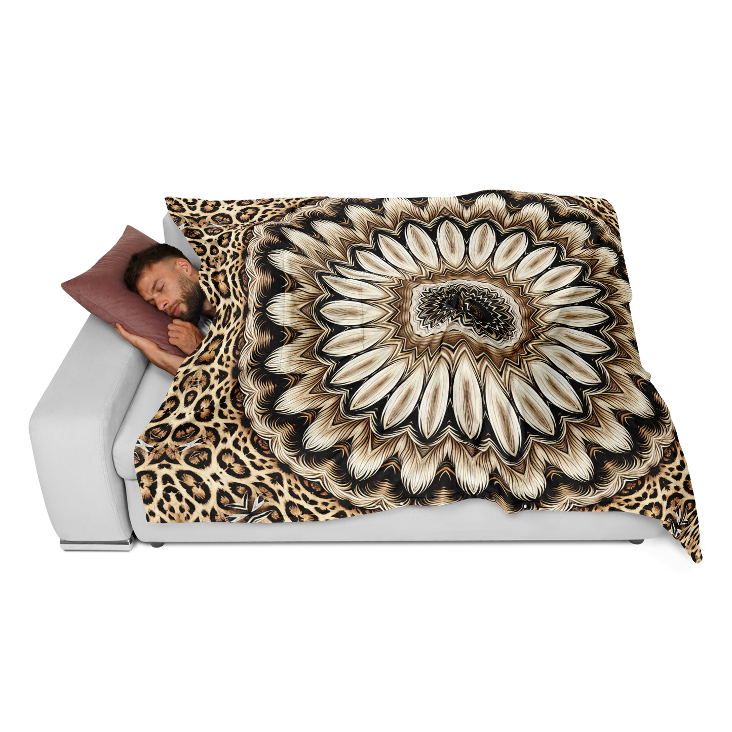 Men's Kaleidoscope Mandala Pattern  All-Over Print Flannel Blanket Poncho