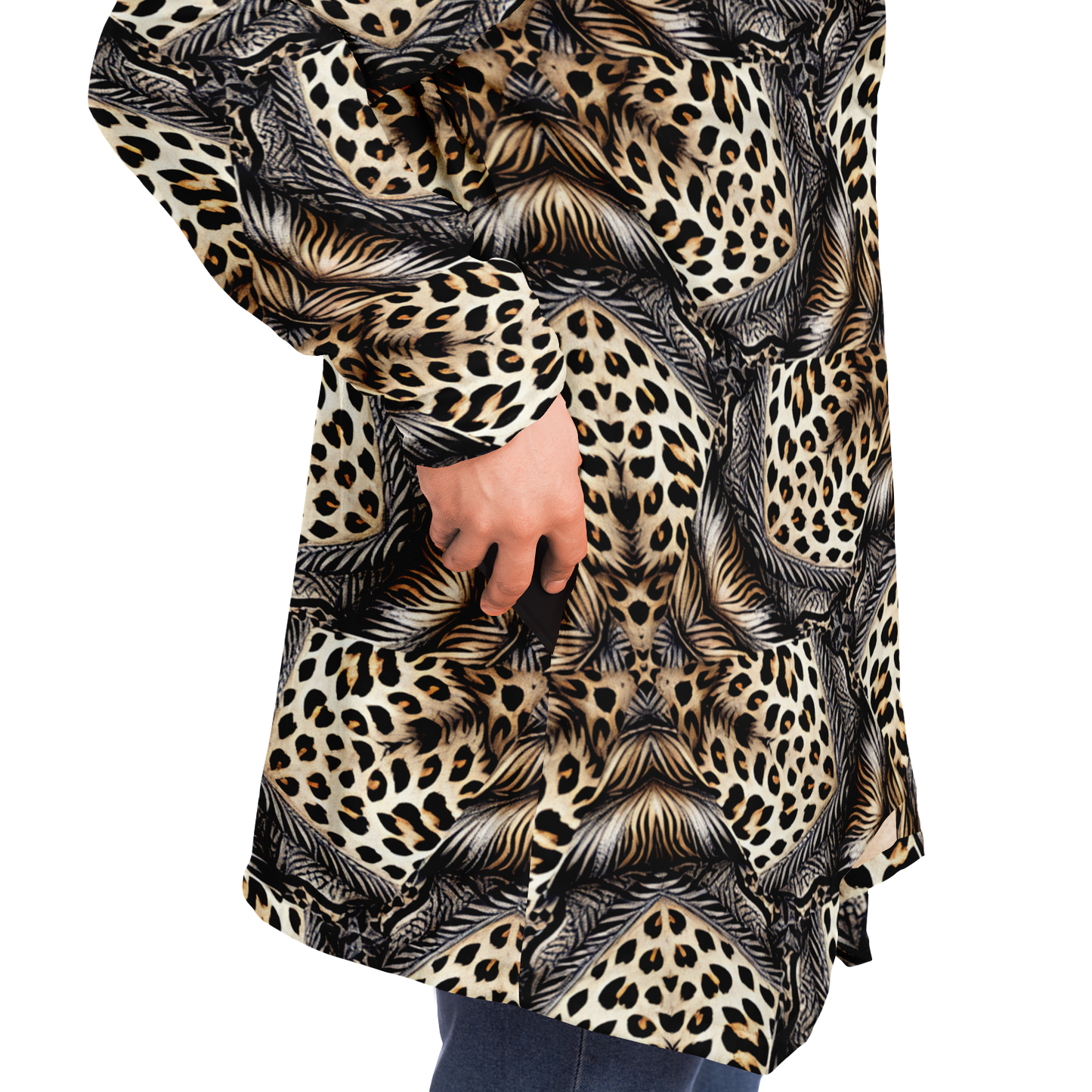 Men's Kaleidoscope Leopard Pattern All-Over Print Microfleece Cloak