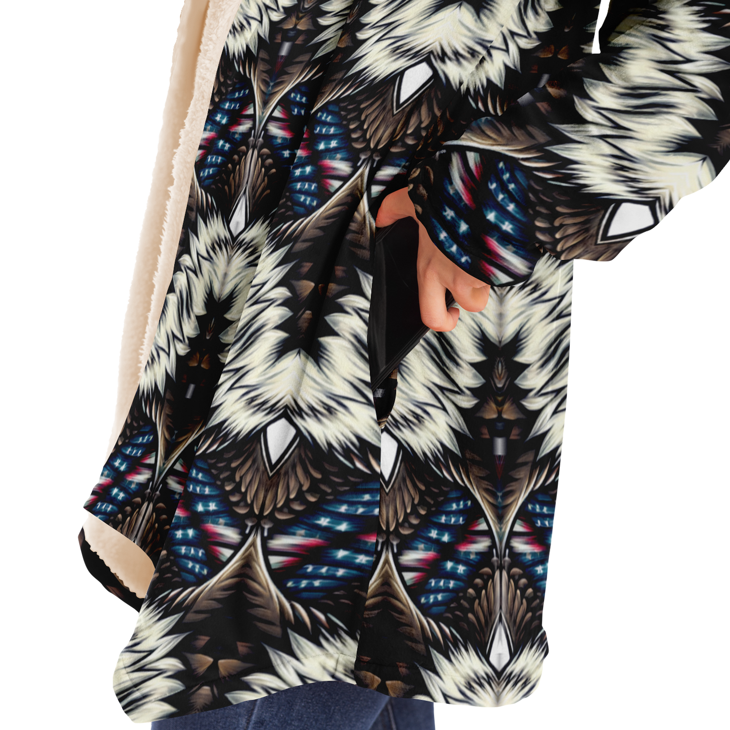 Women's Bold Geometric Pattern All-Over Print Microfleece Cloak