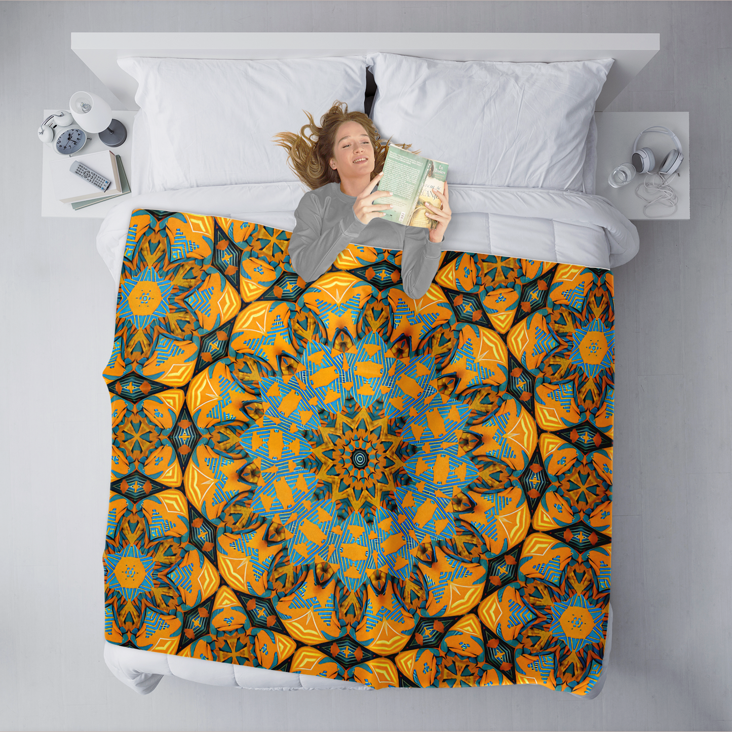 Blanket- Boho Mosaic Patterned Freeform Blanket
