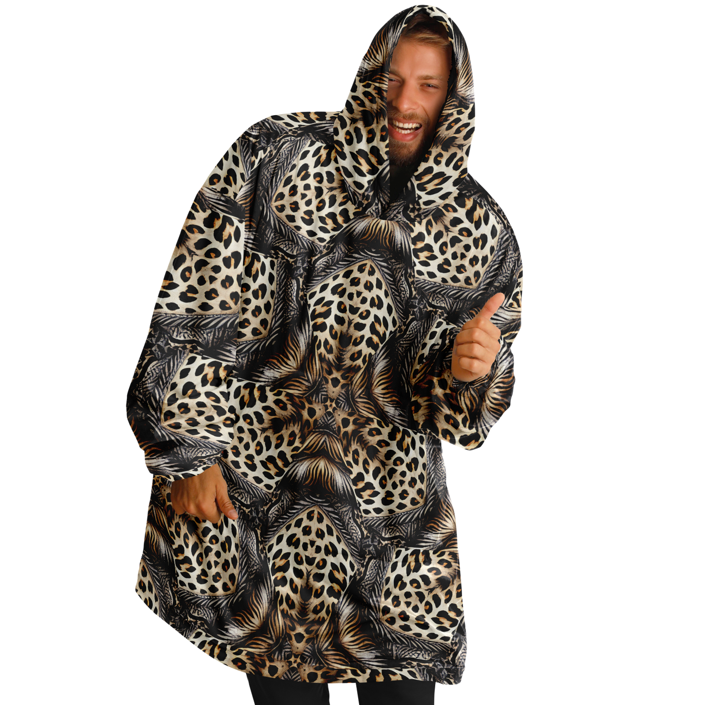 Men's Kaleidoscope Leopard  Pattern All-Over Print Snug Hoodie Snug Hoodie