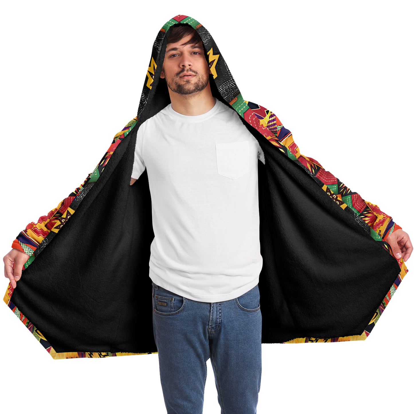 Men's Kaleidoscope Tribal Pattern All Over Print Microfleece Cloak