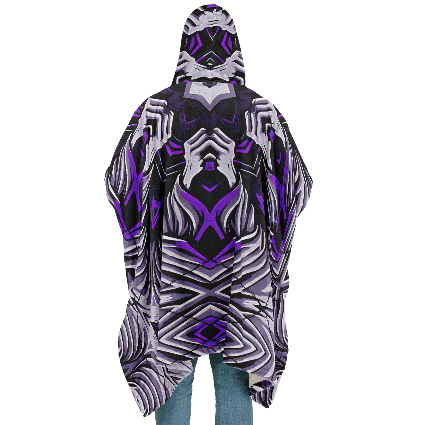 Men's Kaleidoscope Purple Pattern Flannel Blanket Poncho All Over Print