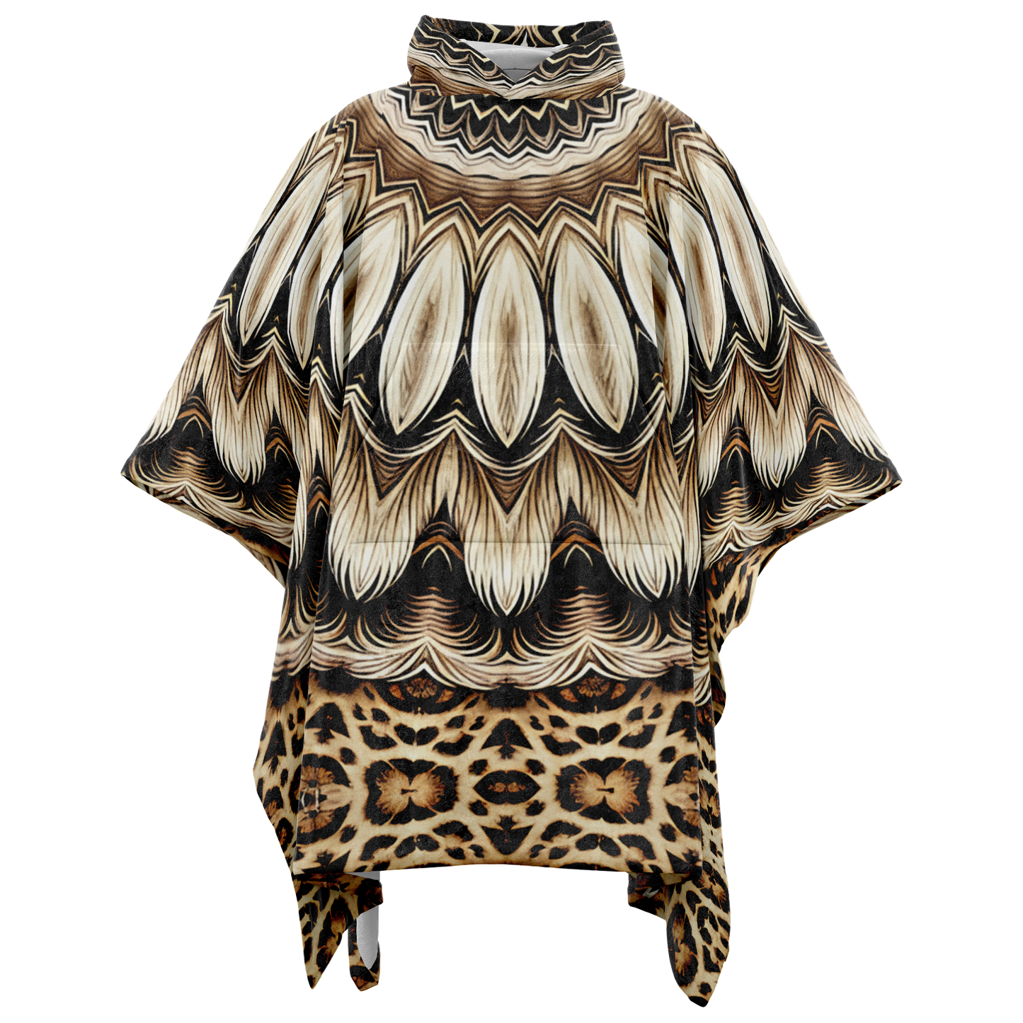 Men's Kaleidoscope Mandala Pattern  All-Over Print Flannel Blanket Poncho
