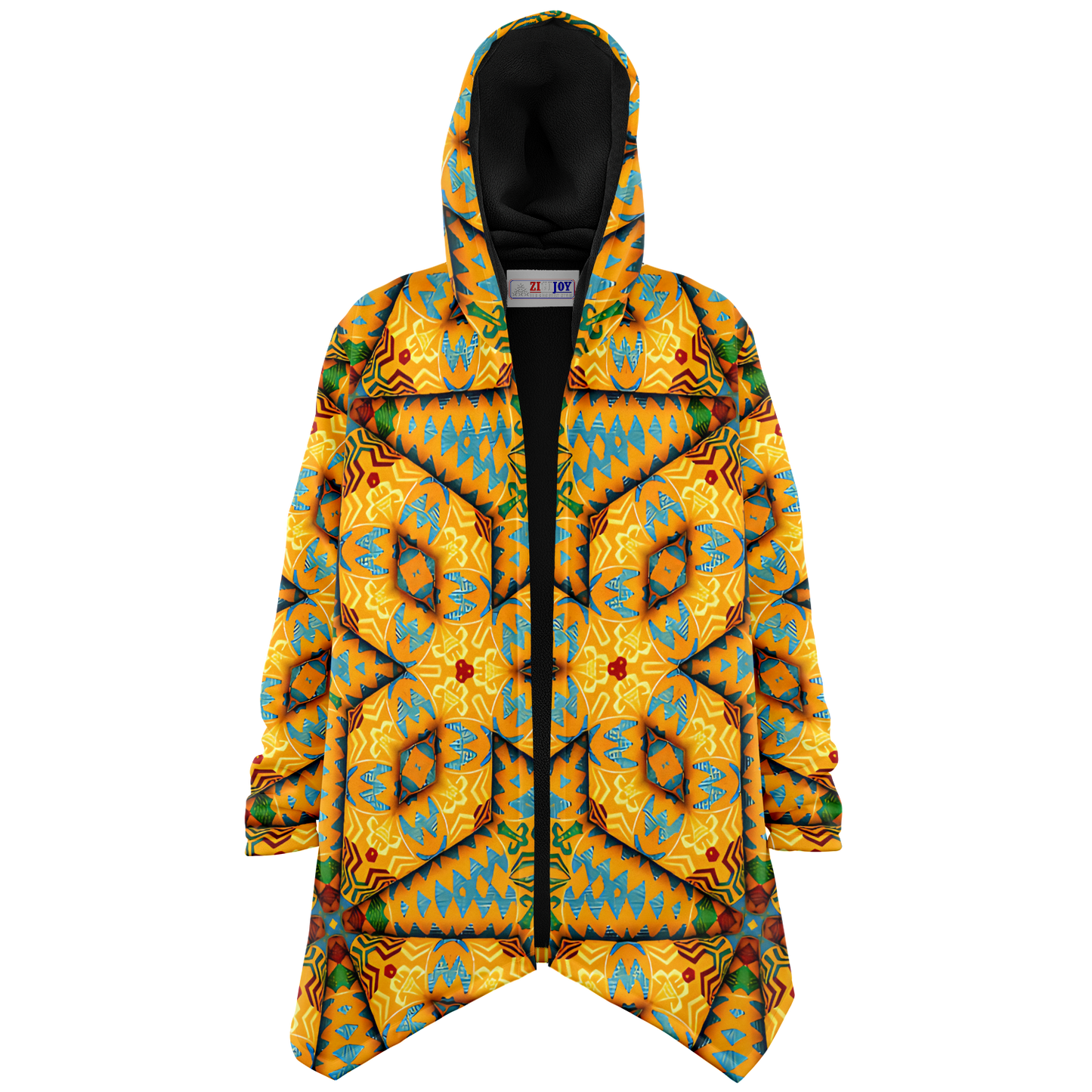 Women's Golden Geometric Mosaic Pattern Microfleece Cloak