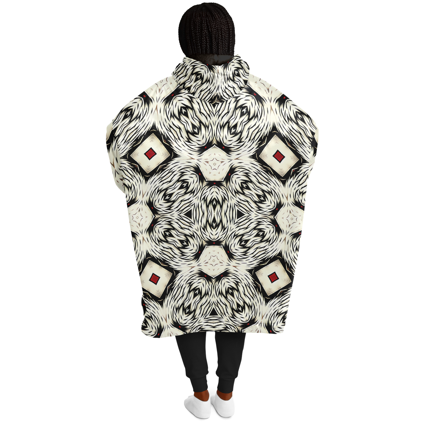 Women's Black & White Abstract Pattern All Over print Snug Hoodie