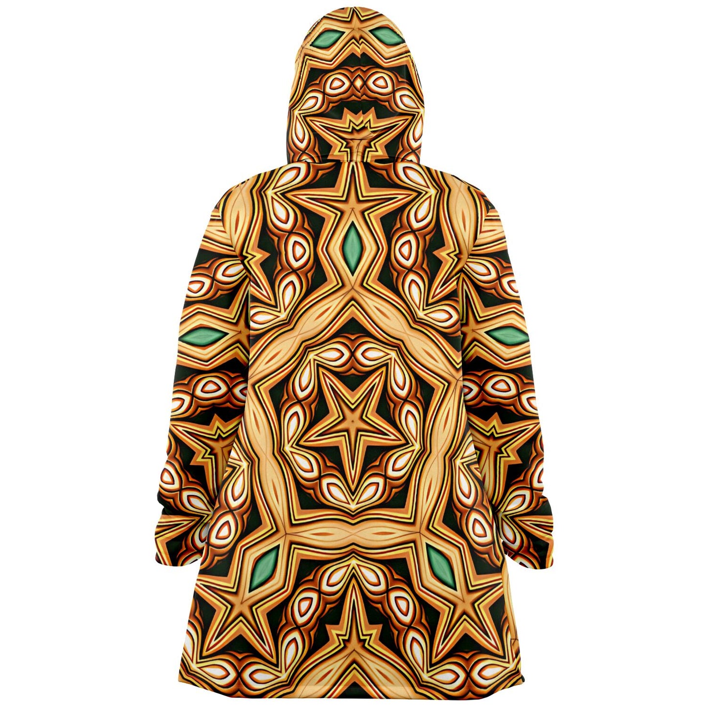 Women's Retro Geometric Brown & Teal Pattern Microfleece Cloak