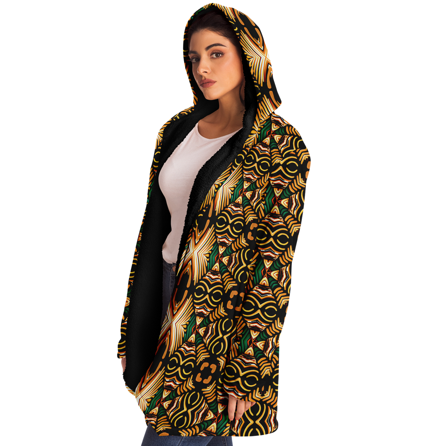 Women's Tribal Geometric Print Microfleece Cloak