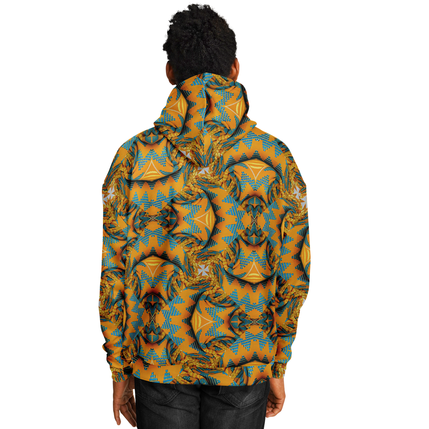 Men's Golden Kaleidoscope Pattern Heavyweight Oversized Hoodie