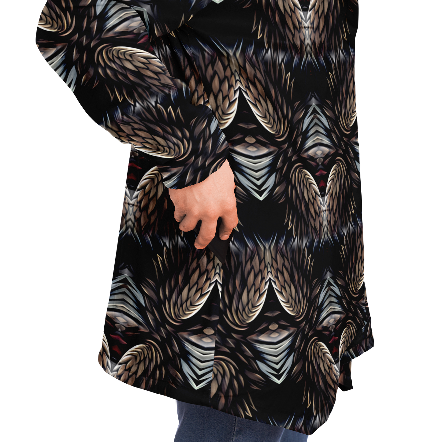 Men's Abstract Dark Kaleidoscope Pattern All Over Print Microfleece Cloak