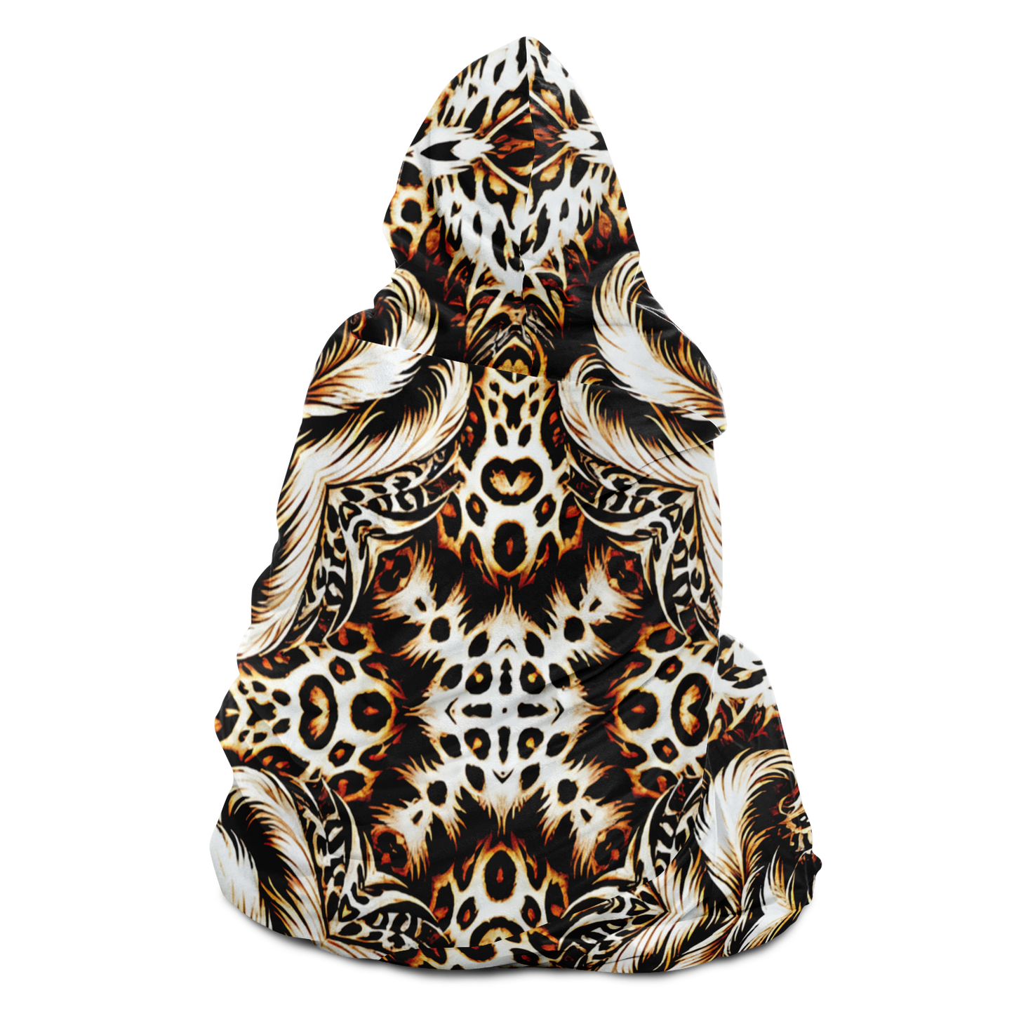 Women's Leopard Kaleidoscope Pattern All-Over Print Hooded Blanket Micro Fleece